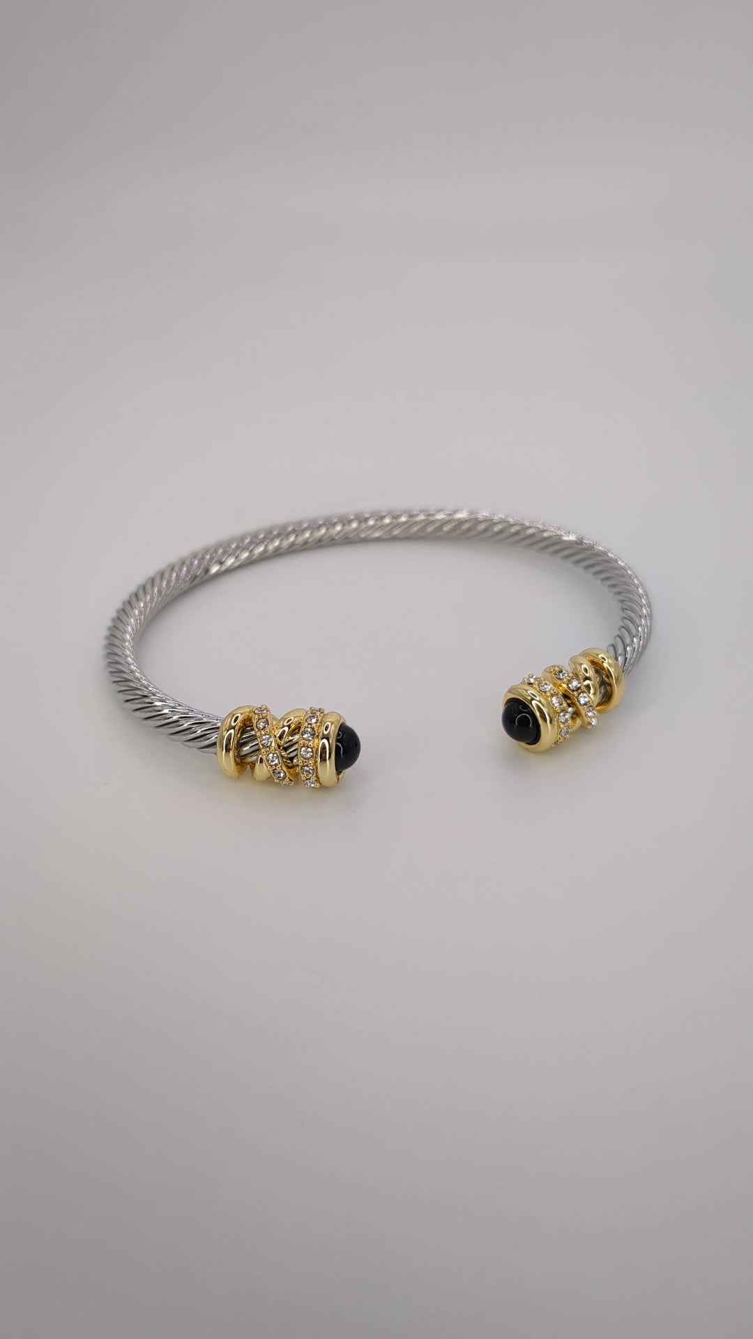 White Gold Cable Cuff Bangle