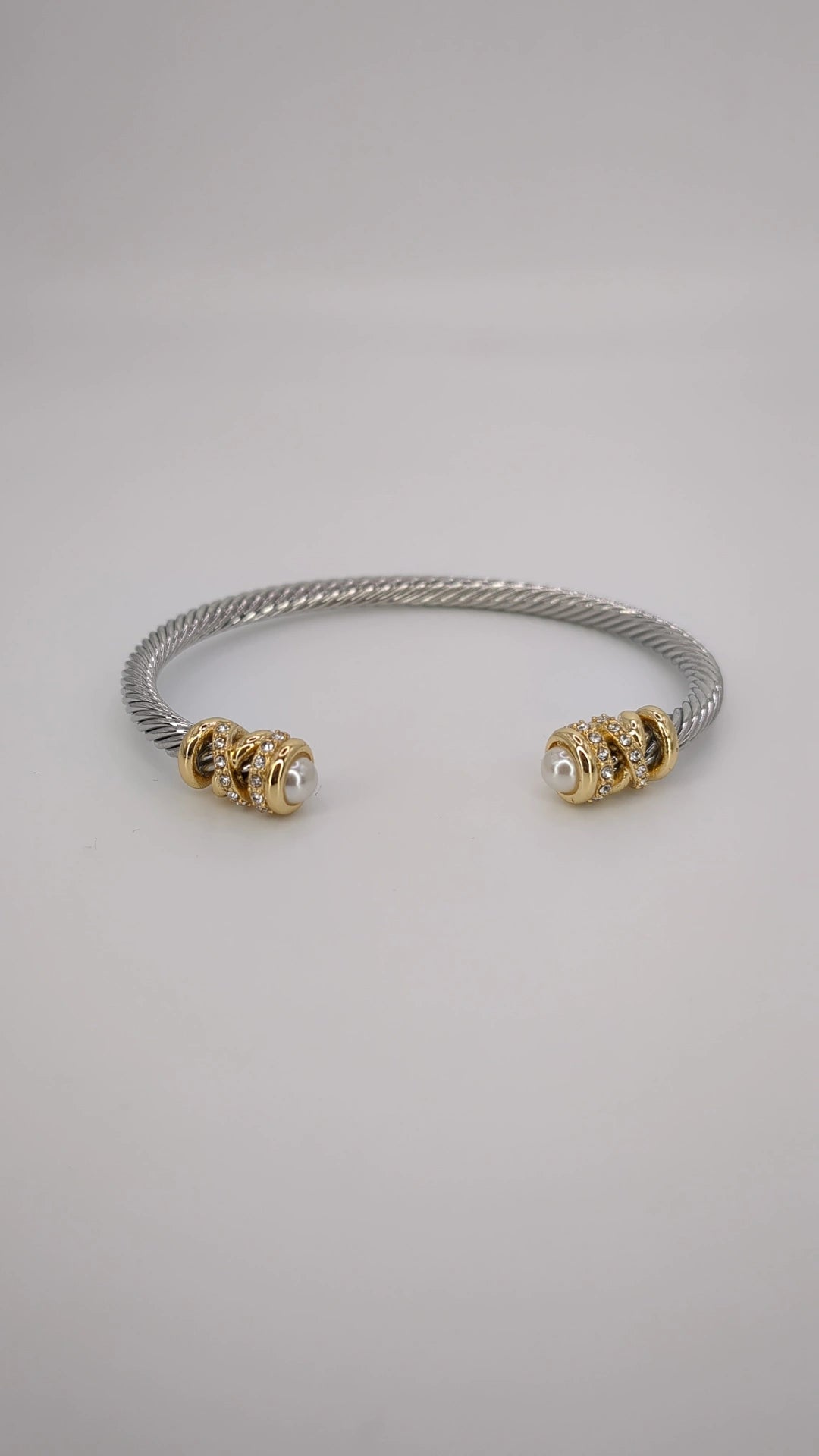 White Gold Cable Cuff Bangle