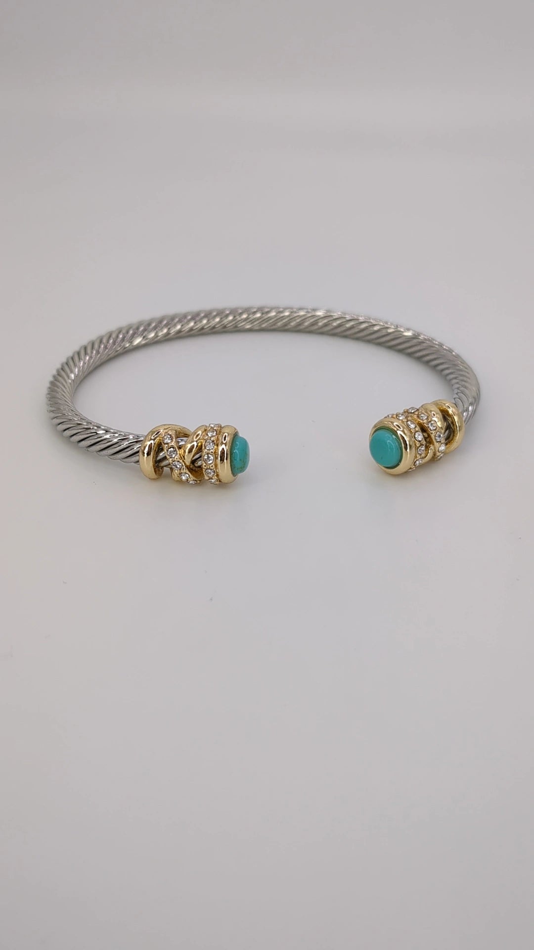 White Gold Cable Cuff Bangle