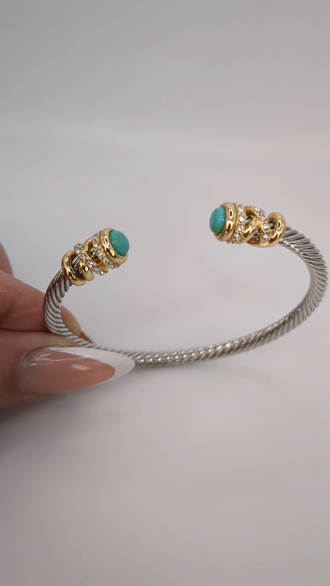 White Gold Cable Cuff Bangle