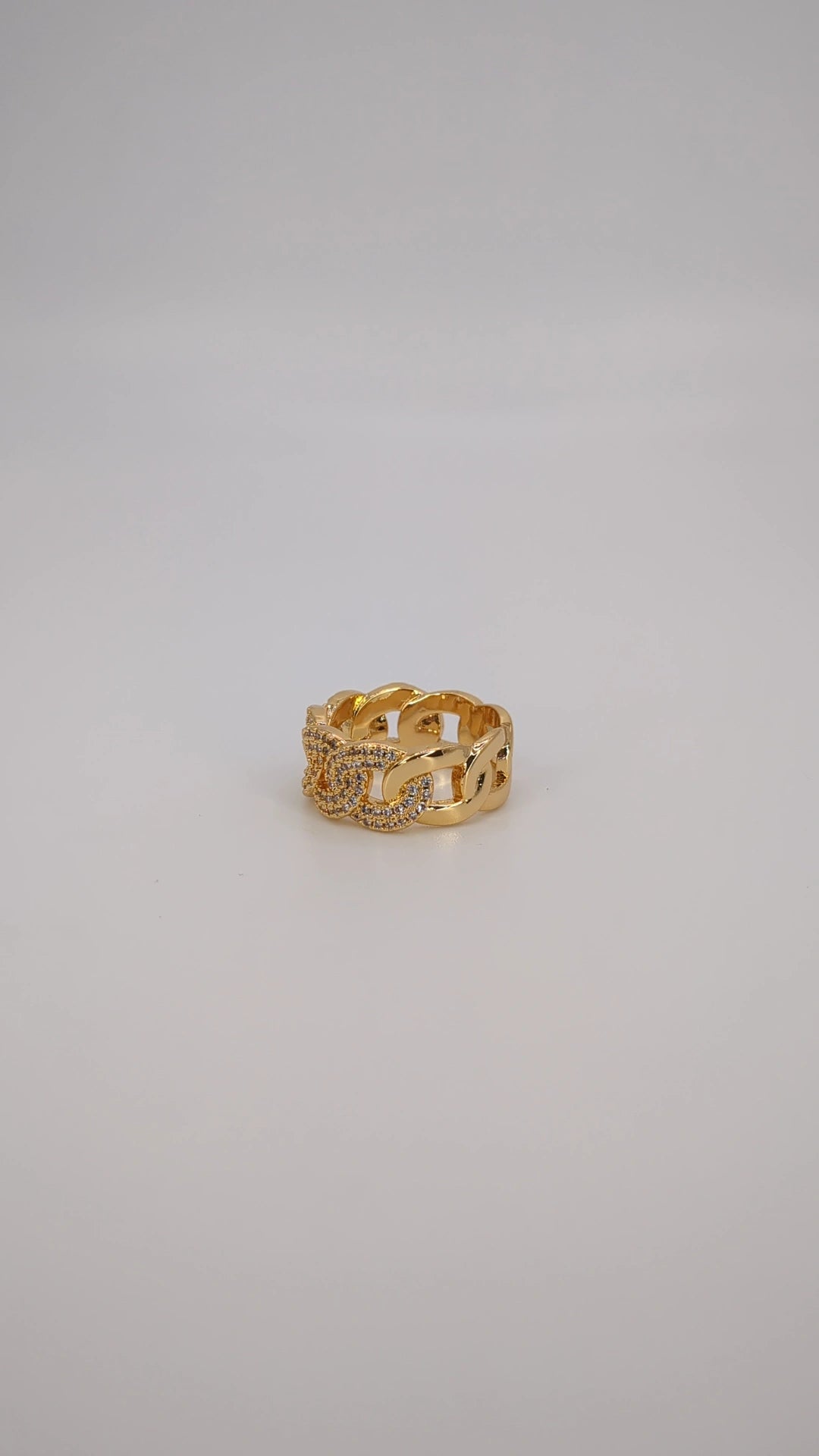 Half Cuban Link Half Crystal Ring