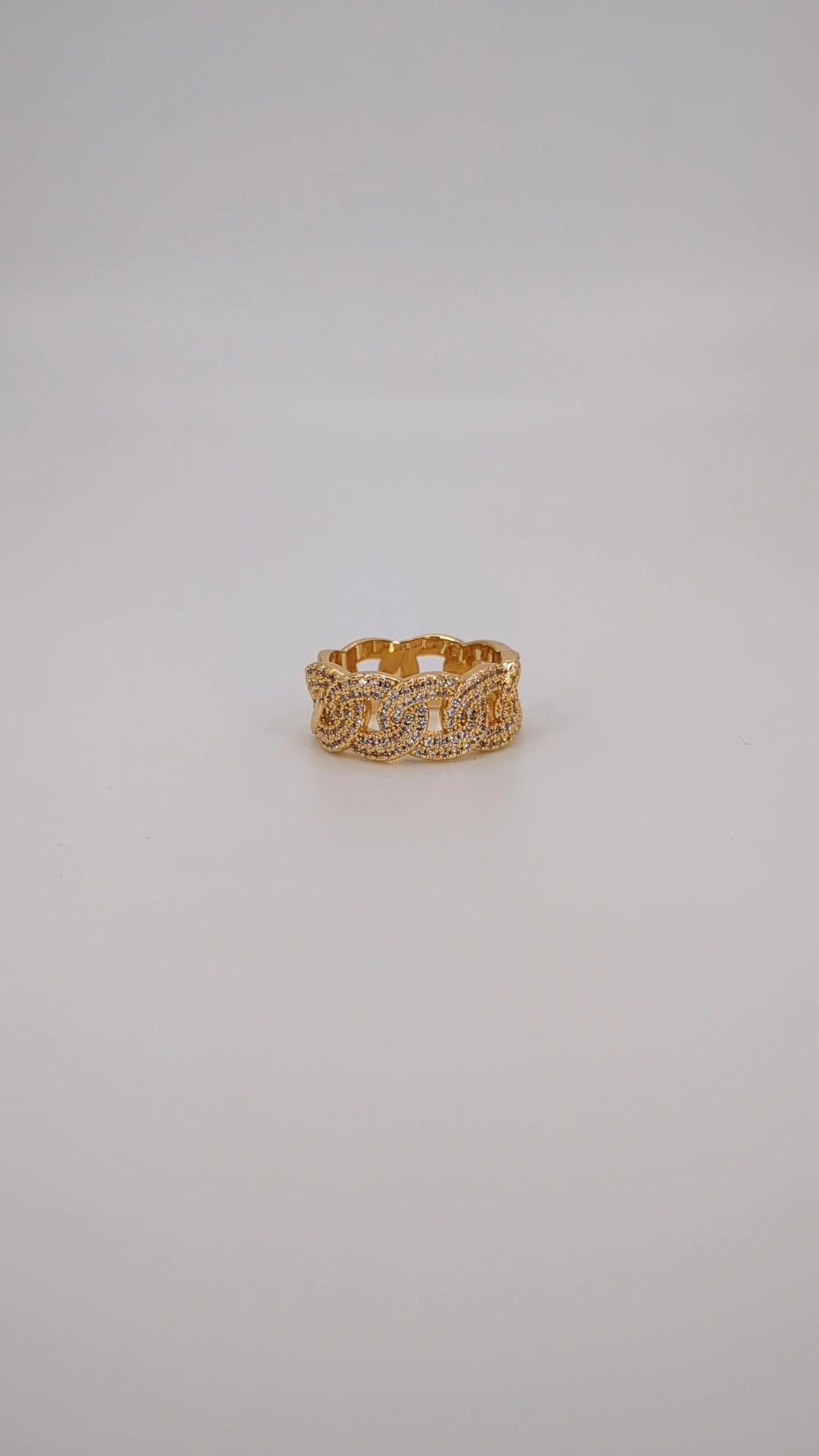 Half Cuban Link Half Crystal Ring