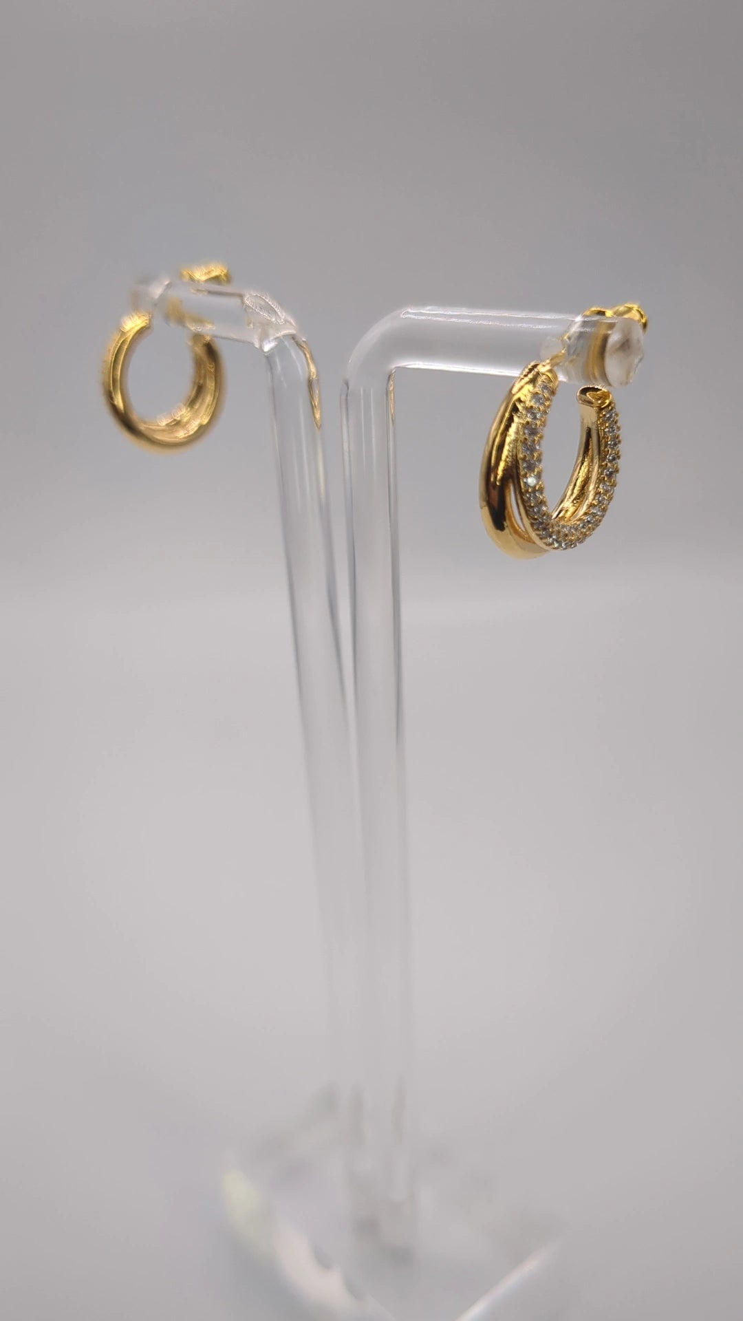 Diamond Double Hoop Huggie Earrings