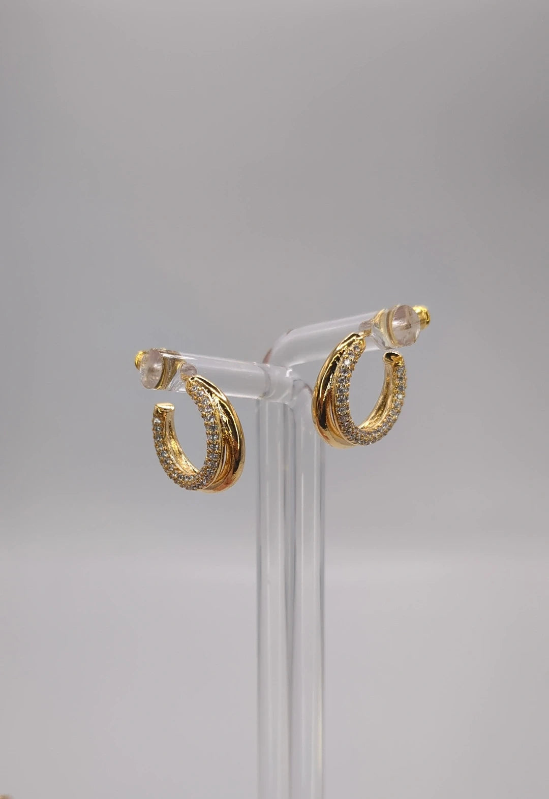 Diamond Double Hoop Huggie Earrings