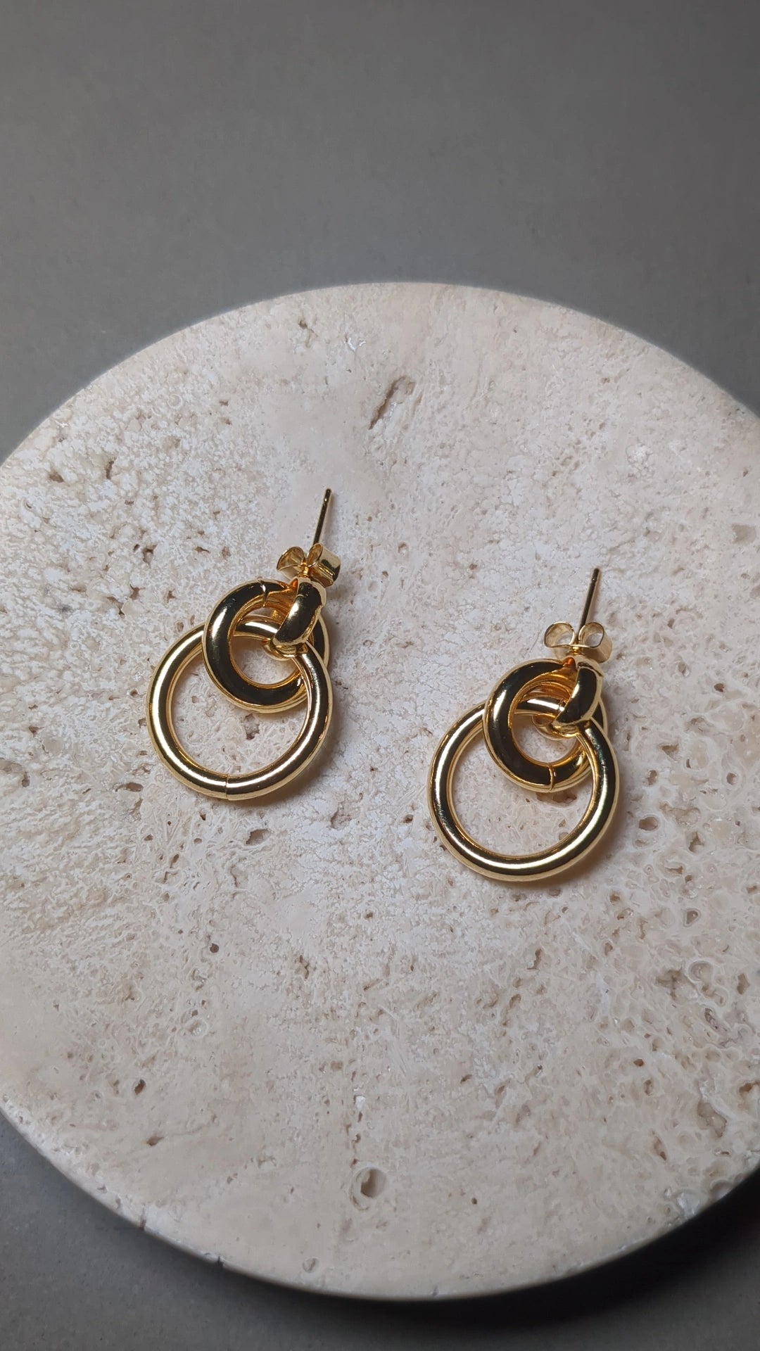 Double Ring Linked Earrings