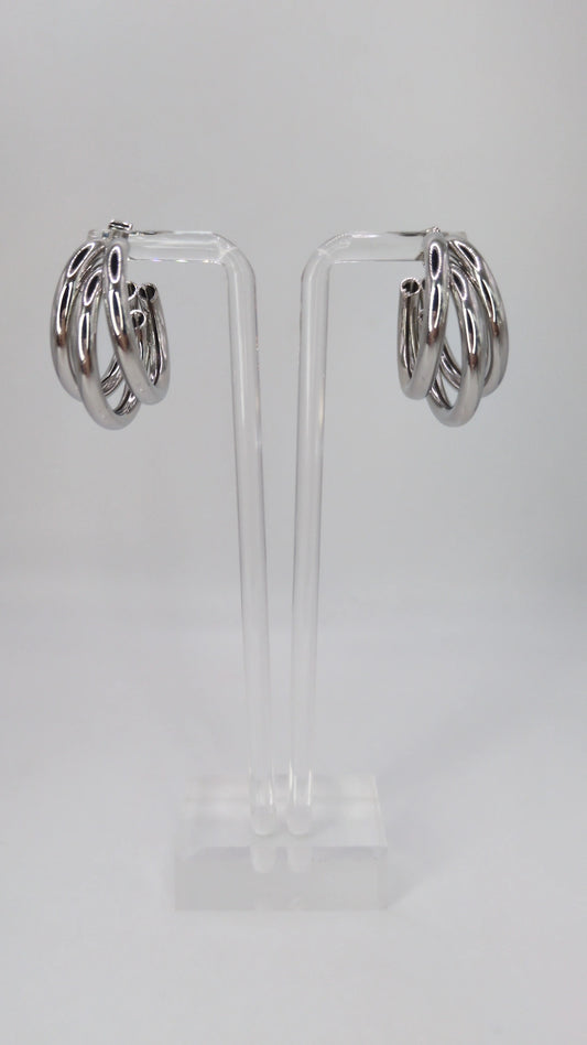 3-Ring Tube Hoop Earrings