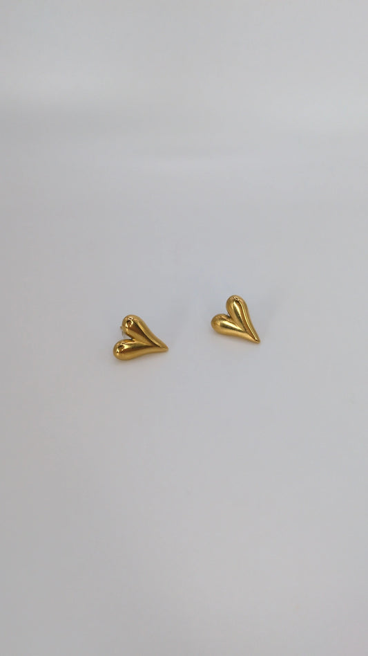 Golden Heart Stud Earrings