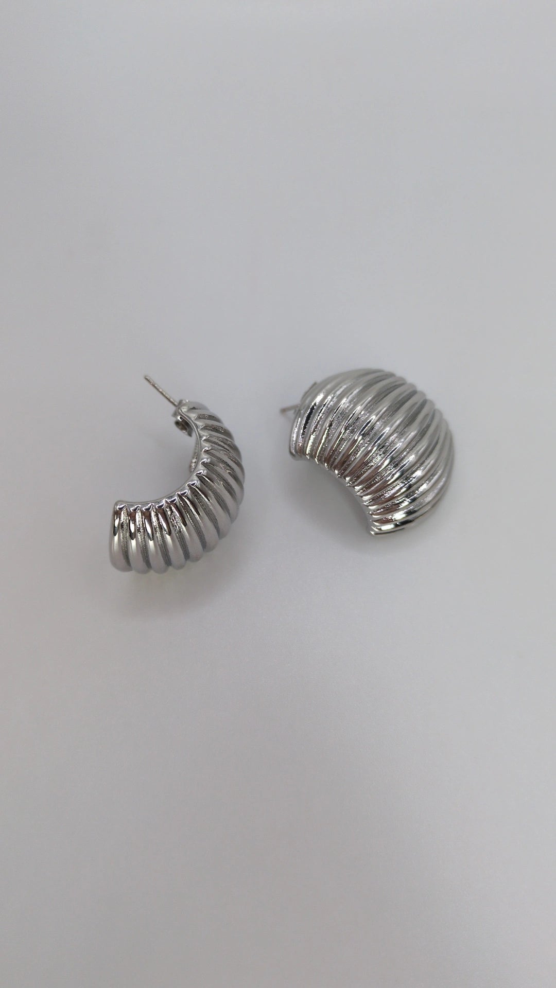 Ripple Half Hoop Silver Earrings