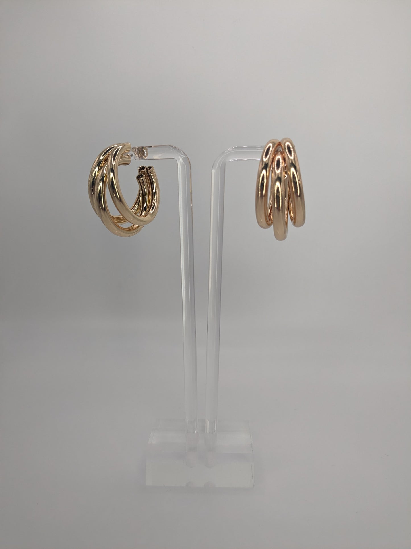 Eloquent Boutique - 3 Ring Gold Tube Hoop Earrings 3