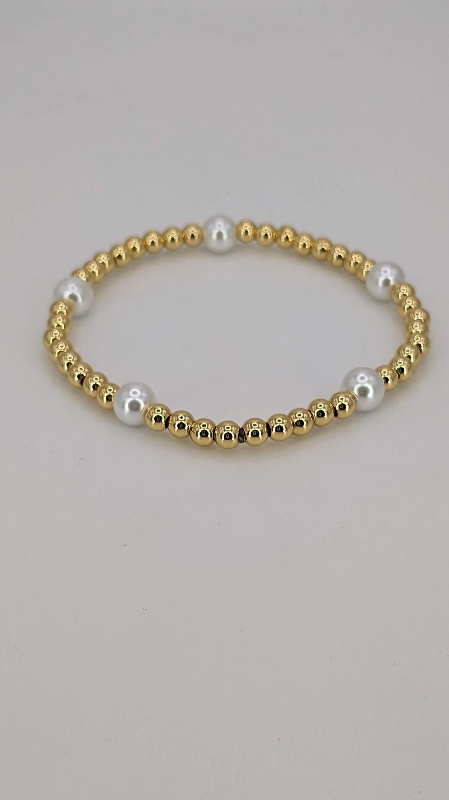 Pearl & Gold Beaded Bracelet