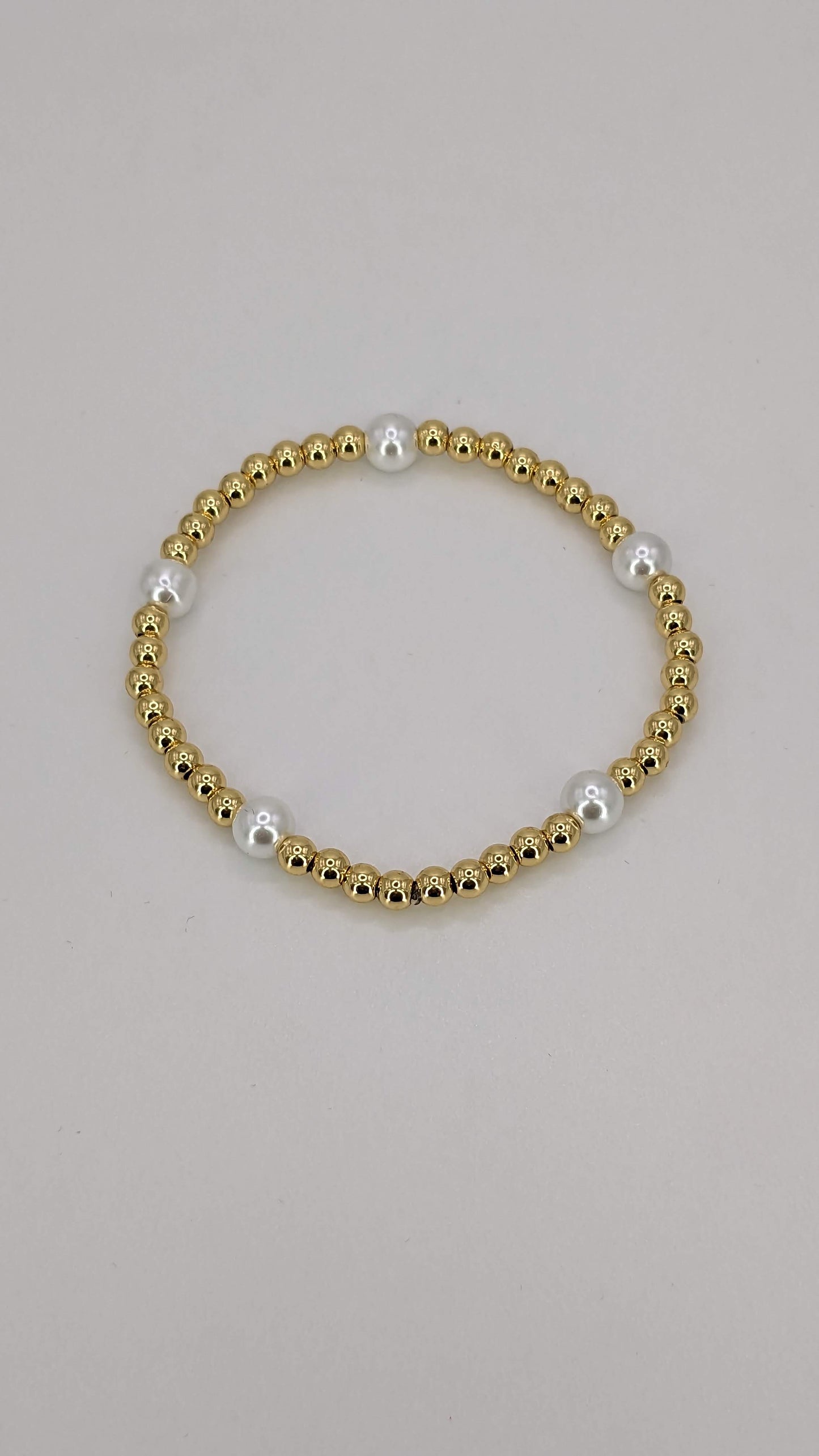 Pearl & Gold Beaded Bracelet