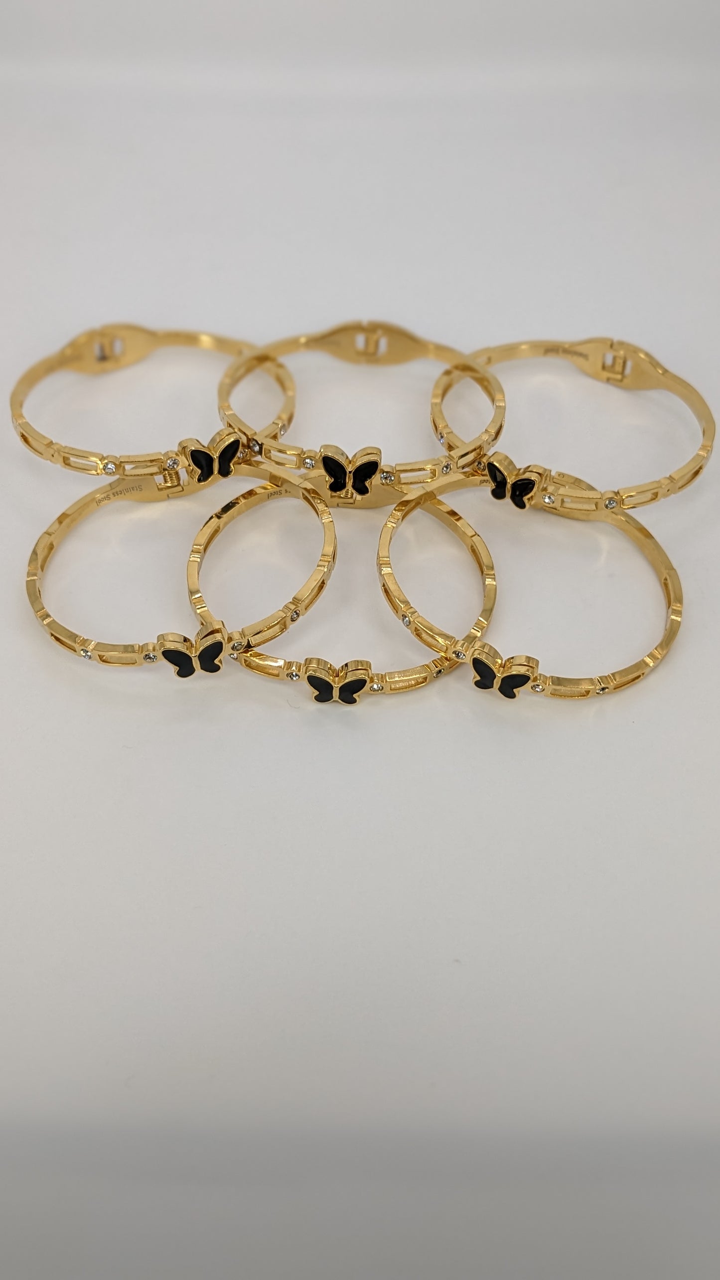 Gold Onyx Butterfly Bangle