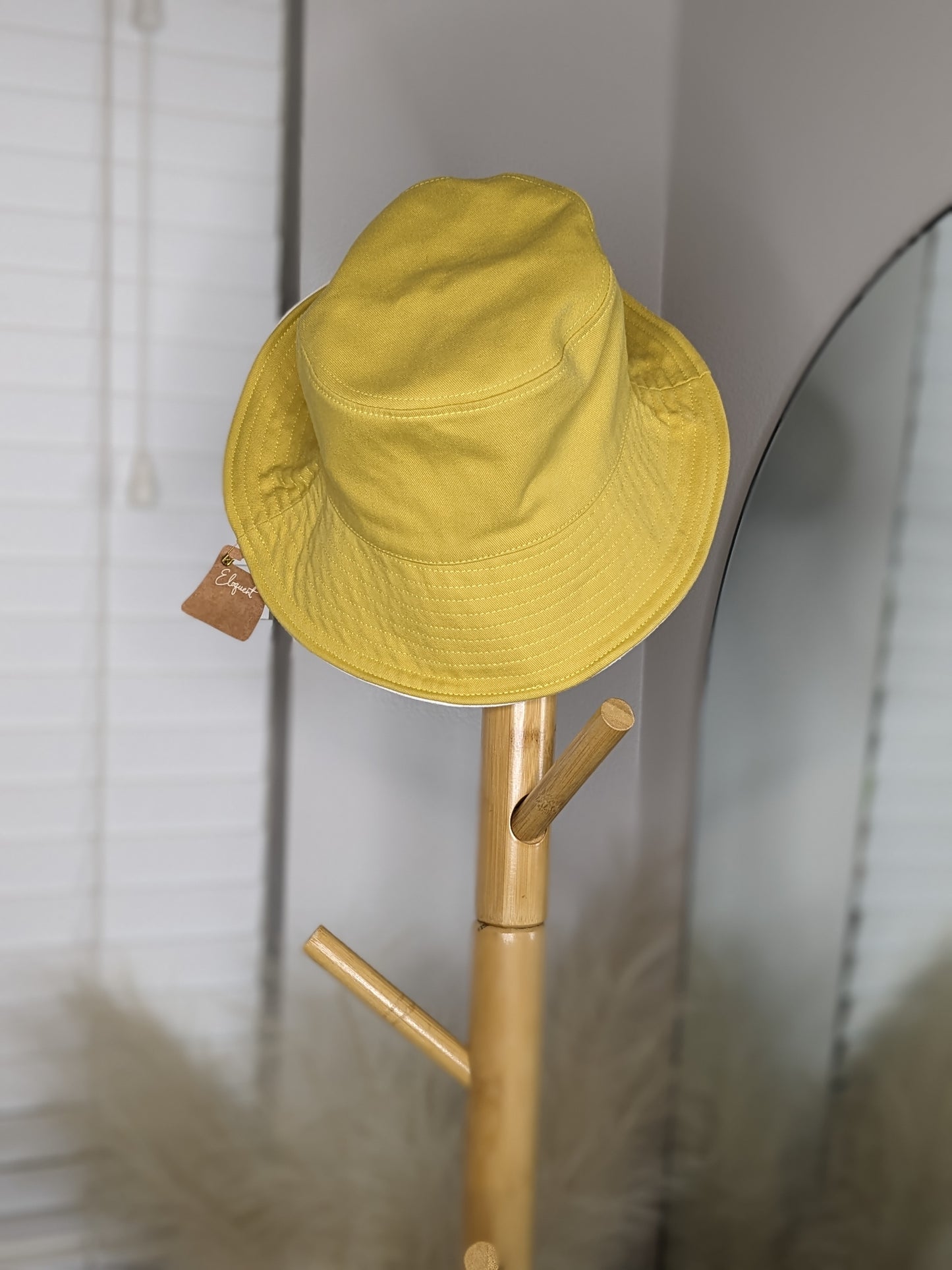 Yellow & White Reservable Bucket Hat