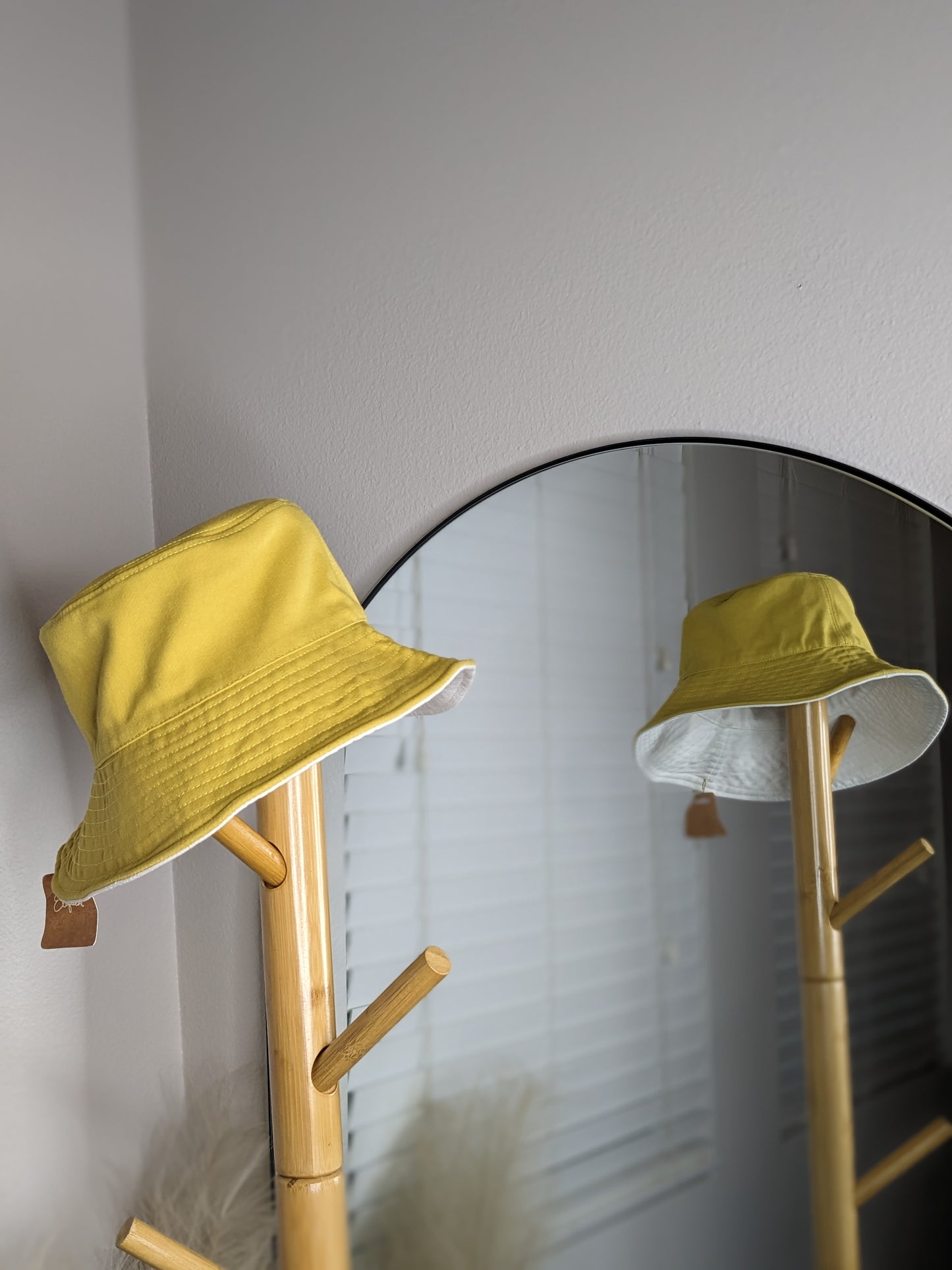 Yellow & White Reservable Bucket Hat